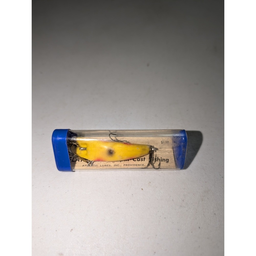 Vintage‎ Yellow Flatfish Lure S-3 New In Box Atlantic Lures